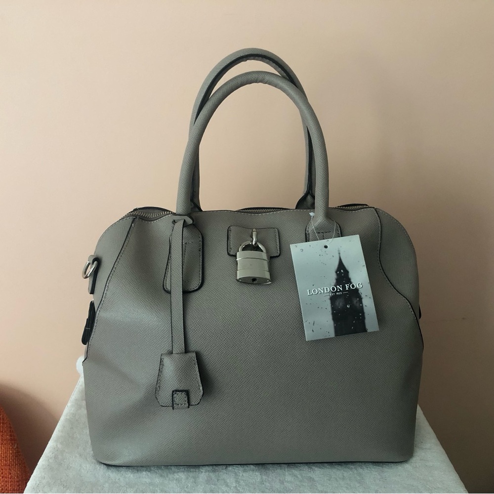 NWT London Fog Taupe Structured Satchel Bag